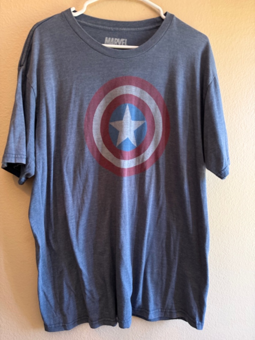 Marvel Captain America Shield Graphic Tee - Heather Blue - Men’s XL
